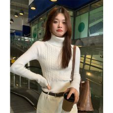 批发白色高领毛衣女纯色秋冬短款紧身内搭打底衫修身针织衫<b class='q'>百搭</b>上衣