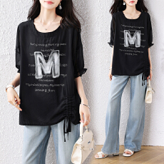 时尚烫钻圆领短袖T恤女2026年夏季新款气质显瘦上衣大码