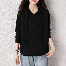 批发2026春季新款连帽卫衣胖mm简约时尚宽松遮肉显瘦上衣百搭T恤