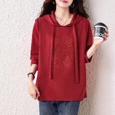 批发2026春季新款连帽卫衣胖mm简约时尚宽松遮肉显瘦上衣百搭T恤