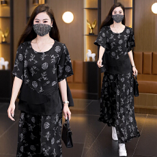 批发实拍2026<b class='q'>夏</b>装新款气质大码套装显瘦洋气胖妹妹宽松时尚两件套