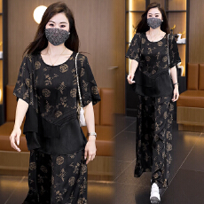 批发实拍2026<b class='q'>夏</b>装新款气质大码套装显瘦洋气胖妹妹宽松时尚两件套