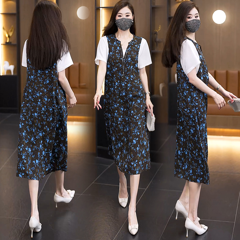 RY5934# 大码女装2026夏季新款减龄时尚洋气连衣裙宽松遮肚显瘦裙子