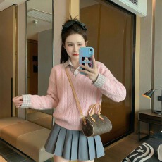 批发官图绵<b class='q'>羊绒</b><b class='q'>毛衣</b>女秋冬潮宽松学院风菱格POLO领保暖针织衫上衣