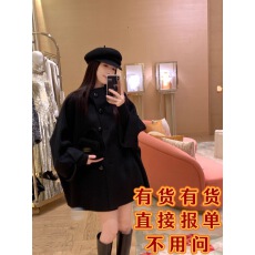 批发夏诗文 高支全羊毛双面呢斗篷式大衣<b class='q'>女</b>冬时装感可翻立领多穿<b class='q'>外套</b>