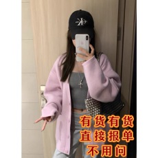 批发粉色V领<b class='q'>马海毛</b>毛衣<b class='q'>开衫</b>女2025新款秋冬季加厚慵懒风针织外套上衣