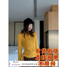 批发宁司 半高领堆褶绑带正肩长袖T恤女秋季韩系小众设计感修身<b class='q'>打底衫</b>