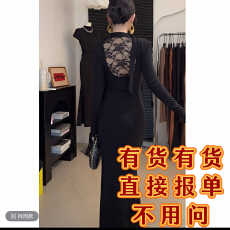 批发螺纹加绒-原创U性设计小心机<b class='q'>蕾丝</b>露背连衣裙