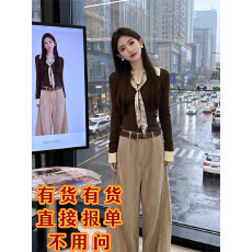 批发设计感拼接假两件内搭麻花毛衣针织衫女秋冬短款复古长袖打底上衣