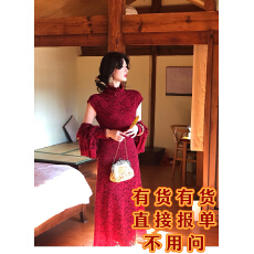 批发17号晚20点大Eees 东方之美 立领翻领两穿蕾丝旗袍加绒<b class='q'>连衣裙</b>