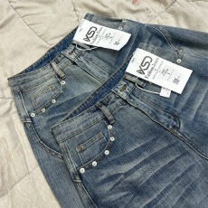 批发美式高街口袋<b class='q'>镶钻</b>直筒蓝色<b class='q'>牛仔裤</b>女2025秋季新款折痕宽松阔腿长裤