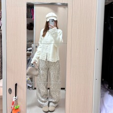 批发大码美式豹纹高腰阔腿休闲<b class='q'>牛仔裤</b>女秋冬新款高个子通勤显瘦直筒裤