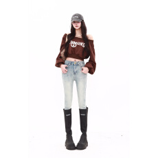 批发实拍 冰蓝色网红辣妹铅笔牛仔裤2026新款时尚百搭高腰显瘦<b class='q'>小脚裤</b>