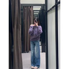 批发微<b class='q'>胖</b><b class='q'>mm</b><b class='q'>美式</b>街头风做旧低腰牛仔裤女春季新款宽松设计感显瘦直筒裤