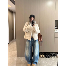 批发微<b class='q'>胖</b><b class='q'>mm</b><b class='q'>复古</b>设计感镰刀高街牛仔裤春季款美式复古高腰宽松阔腿裤