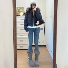 批发复古高腰双扣铅笔紧身牛仔<b class='q'>裤</b>2026新款加绒显瘦宽松小脚<b class='q'>裤</b>