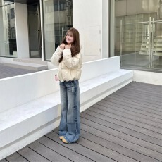 批发<b class='q'>韩版</b>高级水洗阔腿<b class='q'>牛仔裤</b>2026小众胖mm低腰设计感直筒拖地裤