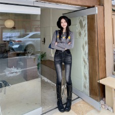 批发实拍 美式复古加绒铅笔<b class='q'>牛仔裤</b>高腰加厚保暖弹力配靴子<b class='q'>小脚裤</b>