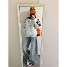 批发美式阔腿牛仔<b class='q'>裤</b>女春季<b class='q'>大码</b>胖mm低腰宽松垂感口袋刺绣拖地直筒<b class='q'>裤</b>子