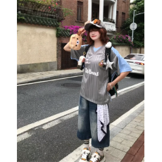 批发七分牛仔裤女夏季复古水洗蓝<b class='q'>大码</b>宽松阔腿裤高腰显瘦休闲直筒<b class='q'>短裤</b>