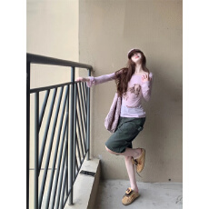 批发美式军绿色工装五分牛仔裤<b class='q'>女</b>夏季2026新款中裤直筒梧桐阔腿短裤子