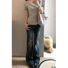 批发易梦玲同款微喇<b class='q'>牛仔裤</b>女夏季2026新款低腰显瘦不贴腿马蹄喇叭裤子