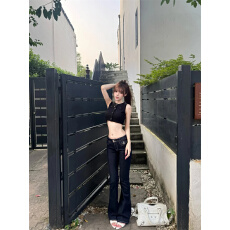 批发美式复古微喇牛仔裤女<b class='q'>秋</b>季2026新款高腰修身显瘦不贴腿喇叭长裤子