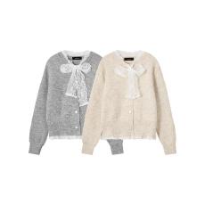 批发慵懒风蕾丝拼接开衫毛衣女装春季新款<b class='q'>大码</b><b class='q'>胖</b><b class='q'>MM</b><b class='q'>宽松</b>显瘦软糯针织衫