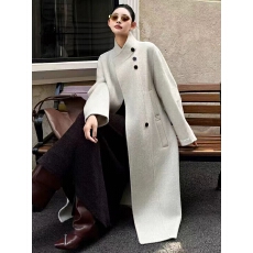 批发秋冬欧美赫本风<b class='q'>双面</b><b class='q'>羊绒</b><b class='q'>大衣</b>女立领气质羊毛呢子外套独特2025新款