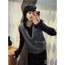 批发冬季款设计感亮片v领钉珠针织衫女时尚气质<b class='q'>百搭</b>叠穿内搭保暖上衣