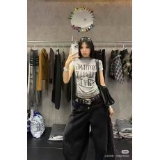 批发2026春季新款打底美式字母印花短袖<b class='q'>T</b><b class='q'>恤</b>女修身显瘦辣妹上衣