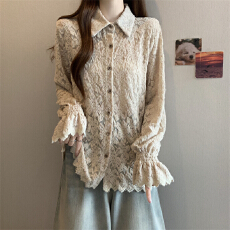 批发实拍~大码胖MM新款设计感小众加厚蕾丝衬衫遮肉显瘦宽松打底上衣