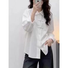 批发新中式轻国风盘扣<b class='q'>长袖</b><b class='q'>衬衫</b>高级感上衣2026年春季新款小衫<b class='q'>衬衣</b>女装