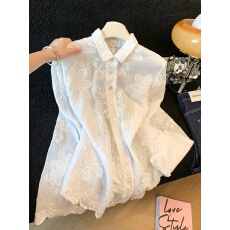 批发欧货重磅早春夏季2026新款女装刺绣<b class='q'>防晒</b>衬衫高级感漂亮穿搭上衣潮