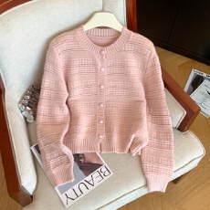 实拍秋冬季外穿温柔百搭毛衣开衫女新款甜美显瘦舒适洋气针织外套