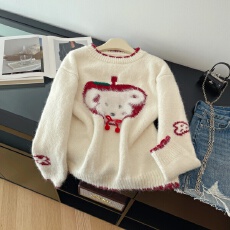 批发实拍软糯舒适圣诞外穿显瘦毛衣女秋冬季新款甜美百搭外穿气质针织