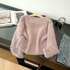 批发实拍高级感亮丝小香风圆领毛衣女秋冬季新款韩系气质百搭显瘦针织