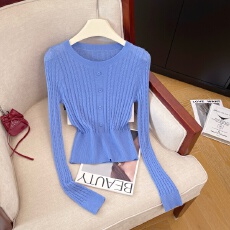 批发实拍辣妹外穿性感收腰显瘦针织衫女春季新款外穿内搭气质<b class='q'>百搭</b>上衣