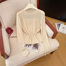 批发实拍简约<b class='q'>百搭</b>显瘦打底衫女春季新款经典纯色外穿内搭舒适针织上衣