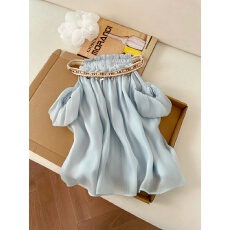 批发实拍夏季新款编织圆领软糯短袖上衣女性感露肩显瘦舒适洋气上衣