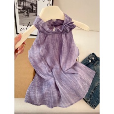 批发实拍高级感名媛外穿气质无袖上衣<b class='q'>女</b>夏季新款洋气显瘦晕染花朵吊带