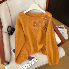批发实拍高级感重工工艺<b class='q'>花朵</b>毛衣女秋冬季新款名媛外穿气质显瘦<b class='q'>上衣</b>