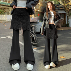 批发蕾丝拼接<b class='q'>西装</b>微喇叭阔腿裤<b class='q'>女</b>春秋2026爆款时尚气质休闲拖地长裤