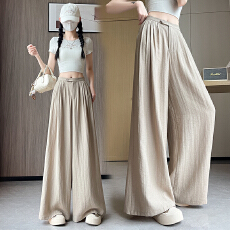批发实拍<b class='q'>棉麻</b>山本裤<b class='q'>裙</b>女2026夏季新款压褶宽松阔腿裤松弛感慵懒拖地裤