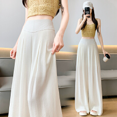 批发实拍冰丝棉麻<b class='q'>阔腿裤女</b>夏季薄款凉凉裤设计感<b class='q'>高腰</b>垂感宽松拖地裤裙