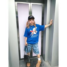 批发纯棉220克【精梳紧密】夏季<b class='q'>新款</b>宽松印花短袖T恤女上衣<b class='q'>情侣</b>