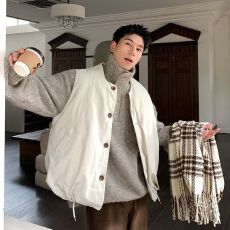 批发2025美式复古纯色无领马甲外套<b class='q'>街头</b>小众机车服夹克背心情侣