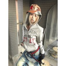 批发【纯棉华棉】短款连帽卫衣外套女秋季街头风修身拉链开衫上衣