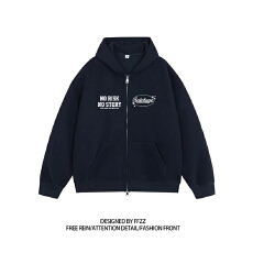 批发薄款/加绒美式双头拉链连帽卫衣外套男女秋季情侣装宽松开衫上衣