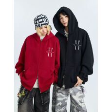 批发【CVC棉食毛华棉复合银狐绒420g】连帽印花<b class='q'>开衫</b>外套女